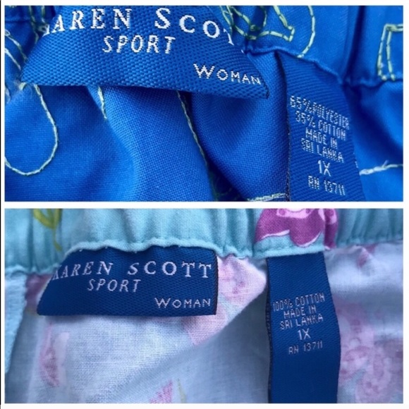 Karen Scott capri PANTS Blue print 1X plus size - Picture 5 of 7